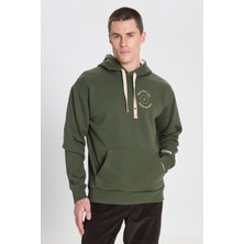 Wrangler Wrangler Relaxed Fit Geniş Kesim Kapüşonlu İçi Polarlı Haki Sweatshirt