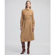 İpekyol Metal Tokalı Gömlek Elbise