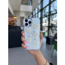 Paladyum Case iPhone 16 Pro Uyumlu Lux Işıltılı Inci Charmlı Kalpli Kılıf
