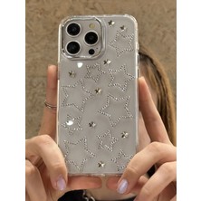 Paladyum Case iPhone 16 Pro Max Uyumlu Gümüş Yıldızlı Şeffaf Kılıf