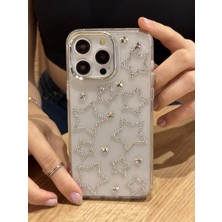 Paladyum Case iPhone 16 Pro Uyumlu Gümüş Yıldızlı Şeffaf Kılıf