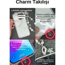 Paladyum Case iPhone 16 Pro Max Uyumlu Lux Işıltılı Inci Charmlı Kalpli Kılıf