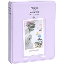 Mor Instax Mini 12 Lila Fotoğraf Makinesi-10'lu Film-Kıskaçlı Stand-Pvc Albüm ve Simli Pleksi Kılıf