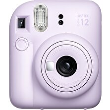 Mor Instax Mini 12 Lila Fotoğraf Makinesi-10'lu Film-Kıskaçlı Stand-Pvc Albüm ve Simli Pleksi Kılıf