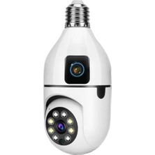 Sd Kablosuz Ip Güvenlik Gözetleme Kamerası Çift Lensli Otomatik Takip Panoramik Ampul Kamera Kablos