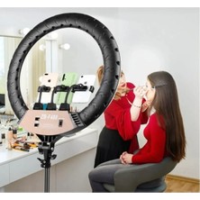 Siyah 22 Inç 56CM 100W Mega Boy Ring Light LED Halka, Kuaför ve Makyaj Çekim Işığı Uyumlu Sabitleyi