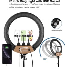 Siyah 22 Inç 56CM 100W Mega Boy Ring Light LED Halka, Kuaför ve Makyaj Çekim Işığı Uyumlu Sabitleyi