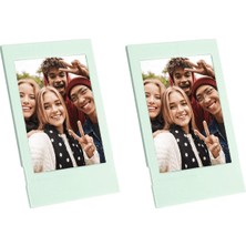 Yeşil Instax Mini 12 Simli Şeffaf Yeşil Kılıf Pvc 64'lü Albüm ve Fotoğraf Çerçeveleri Aksesuar Seti