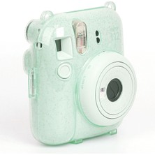 Yeşil Instax Mini 12 Simli Şeffaf Yeşil Kılıf Pvc 64'lü Albüm ve Fotoğraf Çerçeveleri Aksesuar Seti