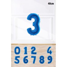 Pekshop Mavi Rakam Folyo Balon Mavi Yaş Balonu Sayı Balonlar 16 Inç 40 cm