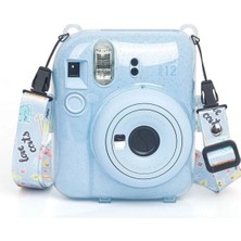 Sd Instax Mini 12 Fotoğraf MAKINESI-10LU Film-Simli Pleksi Kılıf ve Mıknatıslı Çerçeve Seti 2 Mavi