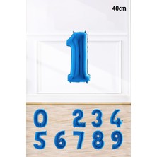 Pekshop Mavi Rakam Folyo Balon Mavi Yaş Balonu Sayı Balonlar 16 Inç 40 cm