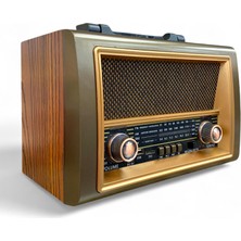 ROYALTREND Nostalji Ahşap Radyo,büyük Boy Gerçek Eskitme Nostaljik Radyo(Bluetooth Özellikli)