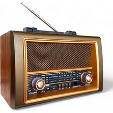 ROYALTREND Nostalji Ahşap Radyo,büyük Boy Gerçek Eskitme Nostaljik Radyo(Bluetooth Özellikli)