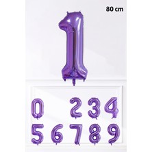 Pekshop Mor Rakam Folyo Balon Büyük Boy Mor Sayı Yaş Balonu 85CM 34INÇ