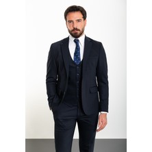 MCR Düz Lacivert Slim Fit Mono Yaka Klasik Erkek Takım Elbise