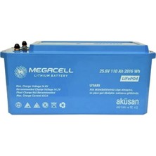 Megacell 25.6V 110AH Lifepo4 Lityum Demir Fosfat Akü(Abs Kasa)