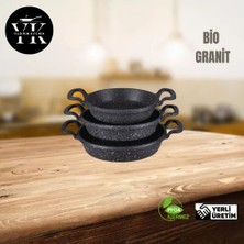 𝗬𝗶𝗹𝗱𝗶𝗿𝗶𝗺 𝗞𝗶𝘁𝗰𝗵𝗲𝗻 3' Lü Döküm Granit Sahan Tava Seti
