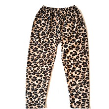 Modanevar Kadın Polar Pijama Altı Termal Özellikli Leopar Desen Büyük Beden Ev Giyim Ceps - Mdn3108-4385