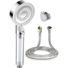 Ahlez Filtreli 5 Fonksiyon Beyaz Çelik El Duşu Örgülü Duş Hortumu ve Mafsal 3'lü Set