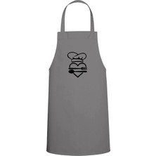 Chef Özel Baskılı Chef Mutfak Önlüğü Gri