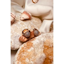 Mooni Accessories Top Halka Tasarım Taşlı Xuping Luxury Model Rose Gold 316L Çelik Küpe