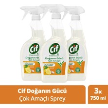 Cif Çok Amaçlı Yüzey Temizleyici Yağ ve Kir Leke Çıkarıcı Sprey Limon&Karbonat 750ml x 3 Adet