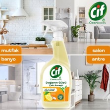 Cif Çok Amaçlı Yüzey Temizleyici Yağ ve Kir Leke Çıkarıcı Sprey Limon&Karbonat 750ml x 3 Adet