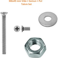 İlta Life M6X45 mm Vida+Somun+Pul Matkap Uçlu Yhb Vida Set 50 Adet