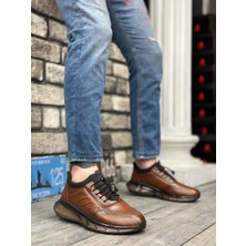 Aradım Taradım BA0345 Hakiki Deri Rahat Taban Ayarlanabilir Lastik Bağcıklı Desenli Taba Casual Erkek Ayakkabı