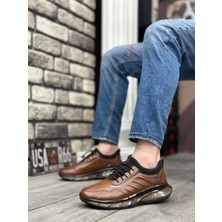 Aradım Taradım BA0345 Hakiki Deri Rahat Taban Ayarlanabilir Lastik Bağcıklı Desenli Taba Casual Erkek Ayakkabı