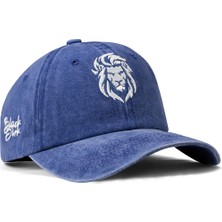 BlackBörk Baseball Aslan - 9 Unisex Vintage Mavi Şapka (Cap)