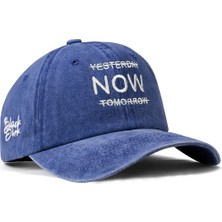 BlackBörk Baseball Yesterday Now Tomorrow Unisex Vintage Mavi Şapka