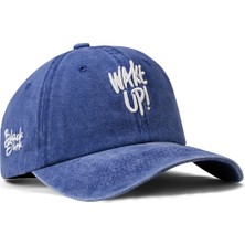BlackBörk Baseball Wake Up Unisex Vintage Mavi Şapka (Cap)