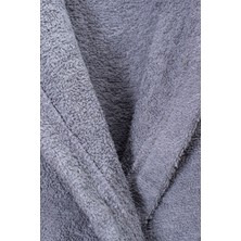 Hierapolis HomeTex Pamuk Unisex Antrasit Kapşonlu Bornoz -Pamuk Bukle Bornoz