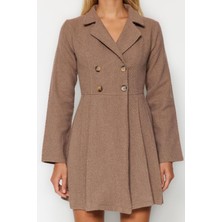 Frm Yeni Regular Business Tüvit Dokuma Ceket Yaka Uzun Kol Ceket Elbise Mini Boy Elbise