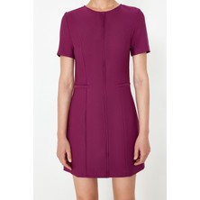 Frm Yeni Regular Gündüz Gece Finike Dokuma Bisiklet Yaka Kısa Kol Bodycone Mini Boy Elbise