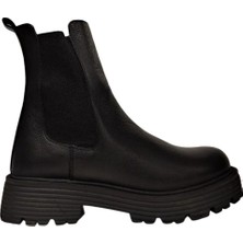 Castle Black 23821-1 Kadın  Deri Lastikli Bot Siyah
