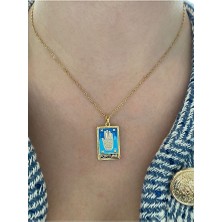 Pinery Jewels Vıp Seri - Fortune Fatmanın Eli Kararmaz Çelik Kadın Gold Kolye