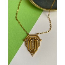 Pinery Jewels Vıp Seri - Kimler Geldi Sereny Kararmaz Çelik Kadın Gold Kolye