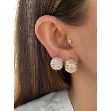 Pinery Jewels Minimal Sedefli Top Altın Kaplama Kadın Küpe Çifti