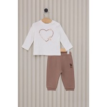 U.S. Polo Assn. Kahverengi Kız Bebek 3'lü Takım