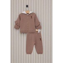 U.S. Polo Assn. Kahverengi Kız Bebek 3'lü Takım