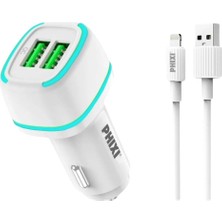 Ift Çıkışlı Fast Lightning USB Kablolu Araç Şarj Cihazı Iphone Uyumlu QCC571LW