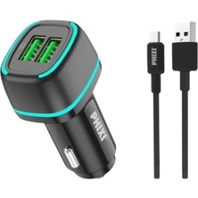 Vigom Siyah Çift Çıkışlı 3.0AFAST Micro USB Kablolu Araç Şarj Cihazı