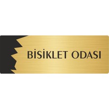 Özarslan Dizayn Metal Departman Kapı Isimliği Yönlendirme Levhası Bisiklet Odası 5X20 cm Altın Renk