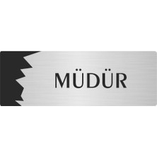 Özarslan Dizayn Metal Departman Kapı Isimliği Yönlendirme Levhası Müdür 7X20 cm Gümüş Renk