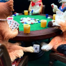 Rakun Home Dekoratif Poker Oynayan Köpekler Biblosu
