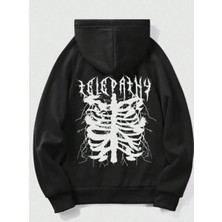 Amor Man Büyük Beden Özel Tasarım Kapüşonlu Telepathy Omurga Sırt Baskılı Modern Battal Erkek Sweatshırt