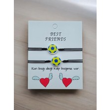 Sokak Kedisi Tasarım Ikili Best Friends Sedef Taraftar Bilekliği (Sarı-Lacivert)